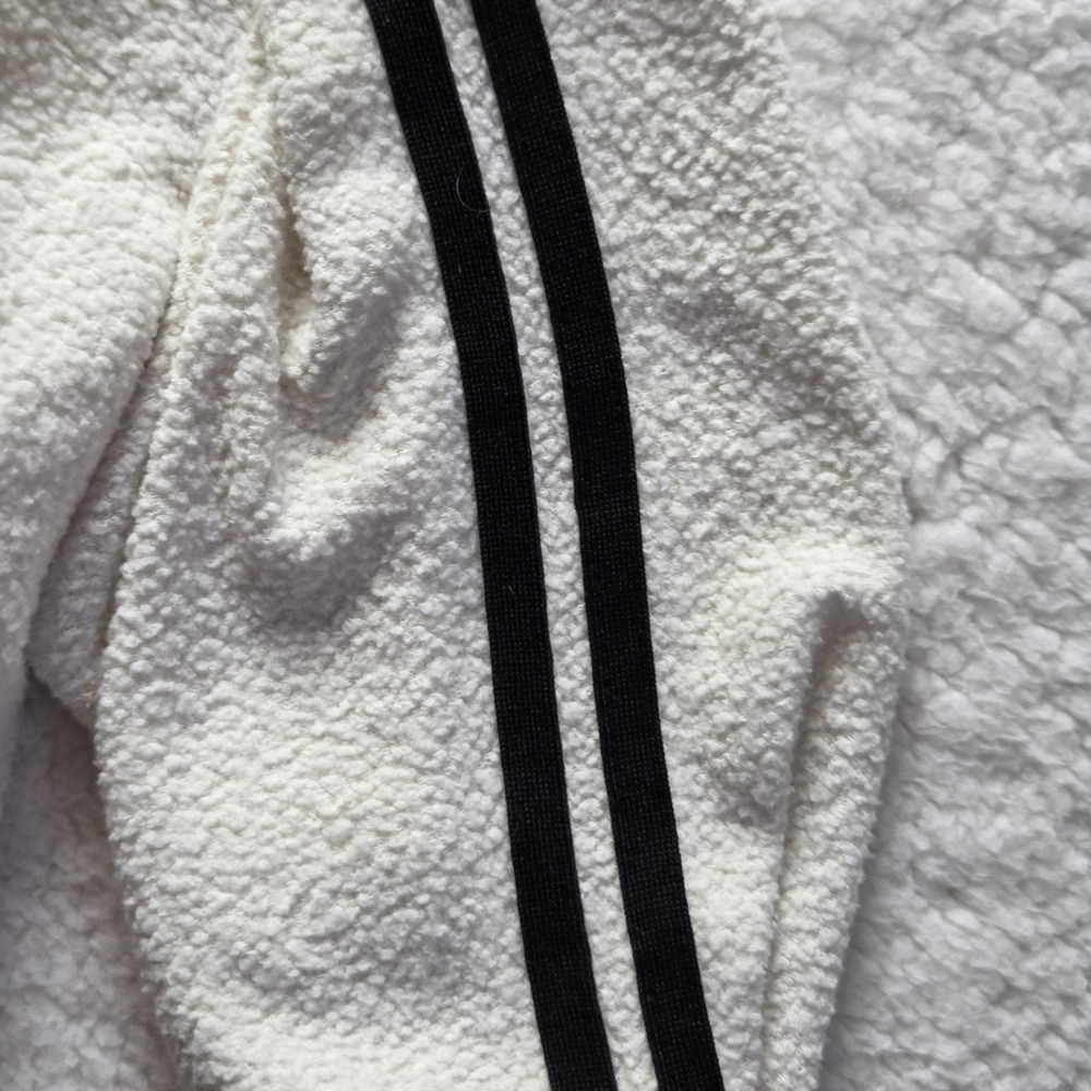 PINK Victoria's Secret Sweatshirt Womens Medium White Collared Stripe Fleece - Picture 6 of 10